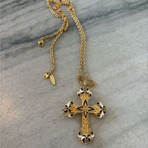 Avon Smithsonian Gold and Black Cross Pendant Necklace
